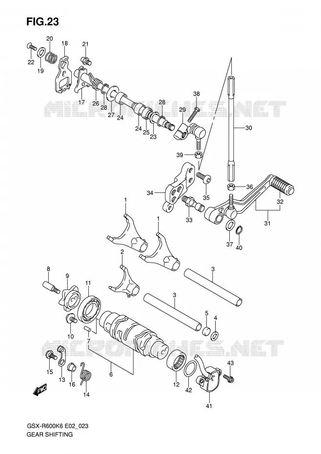 ENSEMBLE DE SELECTION DE VITESSES Suzuki MOTO 600 GSX-R 2006  GSX-R600U3K6(E2)