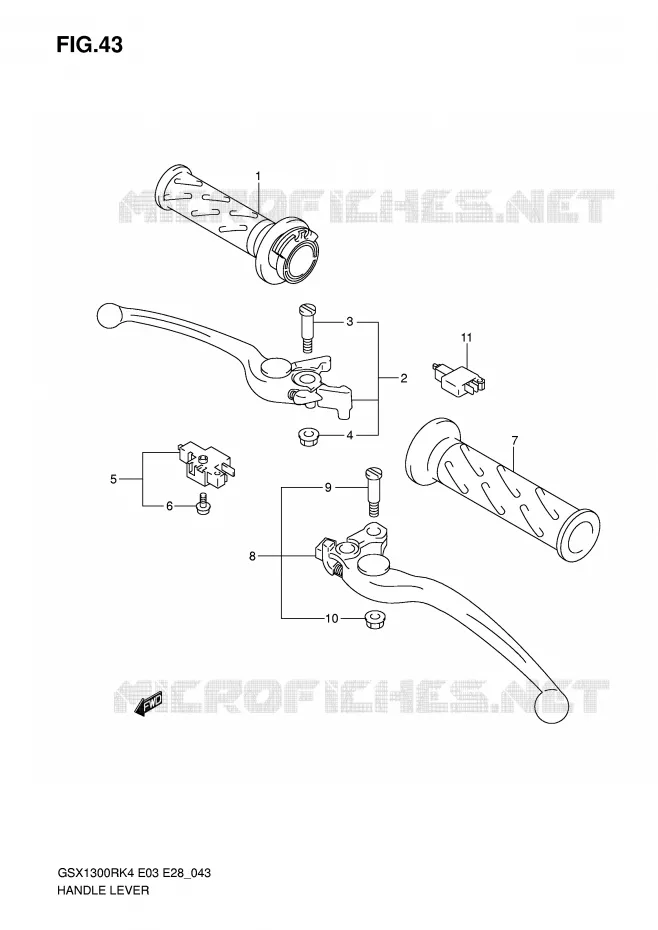ENSEMBLE LEVIERS - POIGNEES Suzuki MOTO 1300 HAYABUSA 2004  GSX1300RK4(E3/E28)