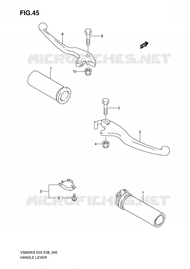 ENSEMBLE LEVIERS - POIGNEES Suzuki MOTO 800 INTRUDER 2006  VS800K6(E3/E28)