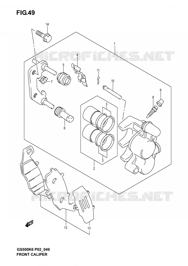 ETRIER DE FREIN AVANT (MODELE K3) Suzuki MOTO 500 GS-F 2005  GS500FK5(P19)