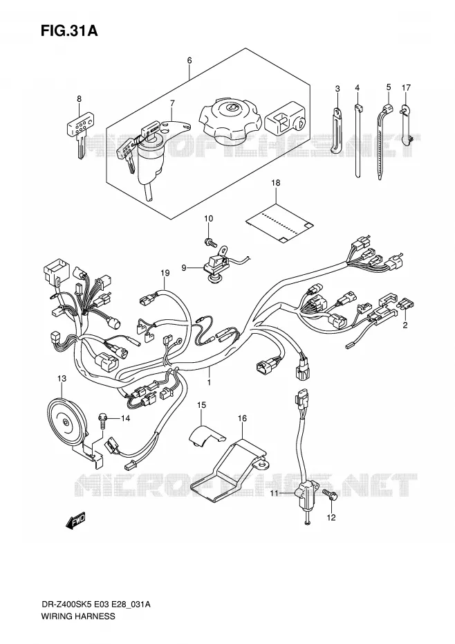 FAISCEAU ELECTRIQUE (MODEL K6/K7/K8/K9) Suzuki MOTO 400 DR-Z 2006  DR-Z400SK6(E3/E28)