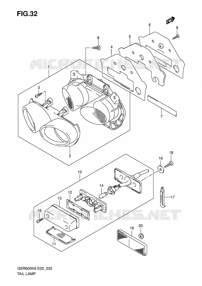 FEU ARRIERE Suzuki MOTO 600 GSR 2010  GSR600UL0(E2)