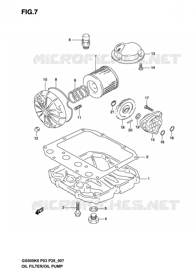 FILTRE A HUILE - POMPE A HUILE Suzuki MOTO 500 GS-E 2003  GS500K3(P3)