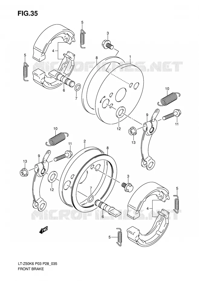 FREIN AVANT Suzuki QUAD 50 QUADSPORT 2007  LT-Z50K7(P3/P28)