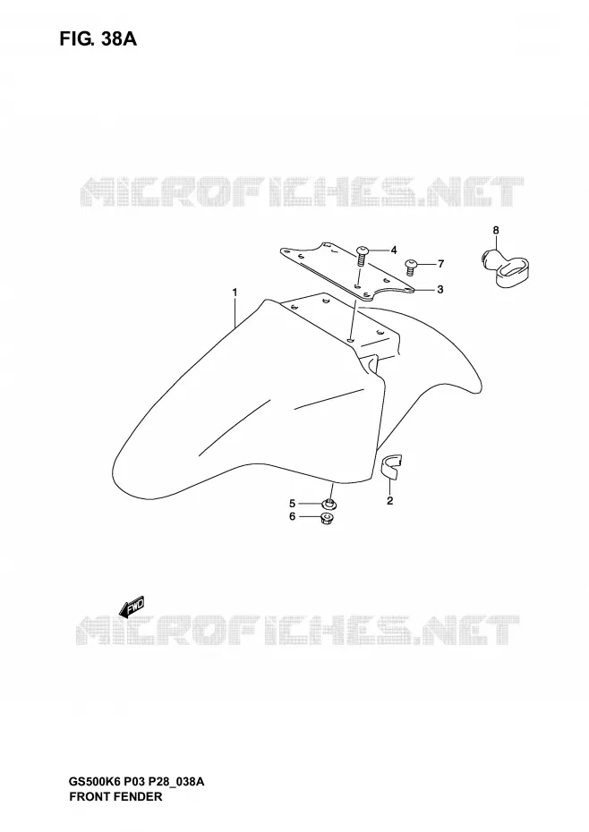 GARDE BOUE AVANT (MODELE K4) Suzuki MOTO 500 GS-F 2006  GS500FK6(P3)