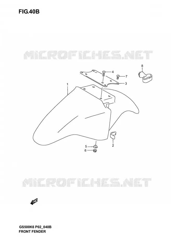 GARDE BOUE AVANT (MODELE K5) Suzuki MOTO 500 GS-F 2005  GS500FUK5(P19)