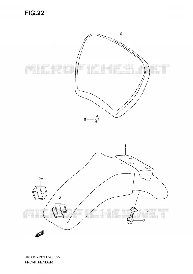 GARDE BOUE AVANT Suzuki MOTO 50 JR 2005  JR50K5(P3/P28)