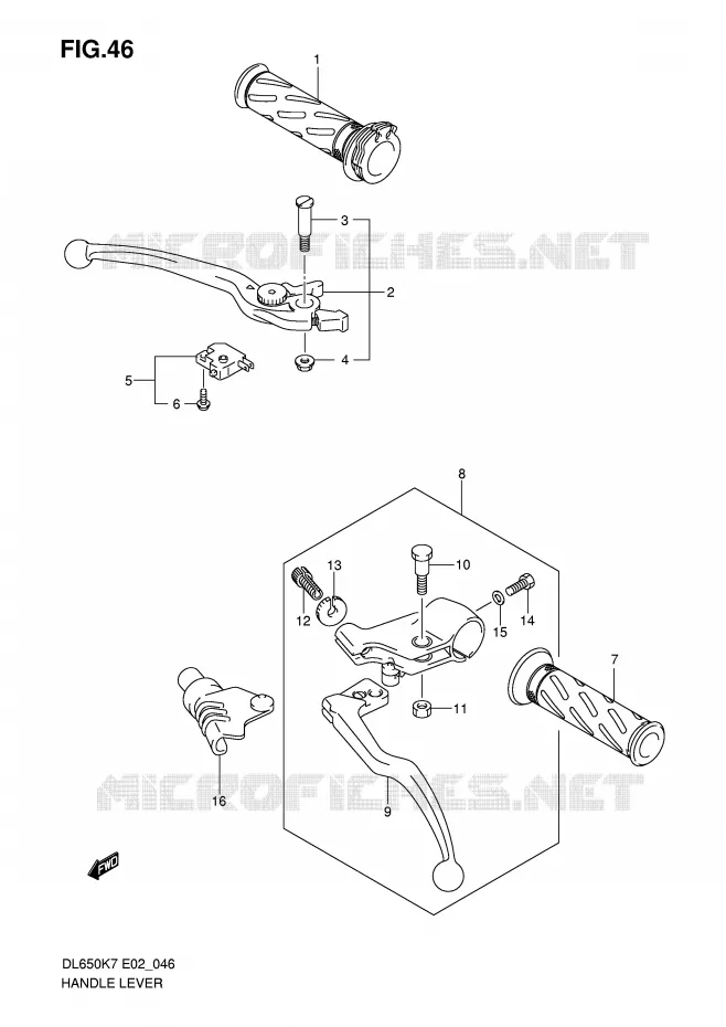 LEVIERS - POIGNEES (MODEL K7/K8) Suzuki MOTO 650 V-STROM 2010  DL650UEL0(E2)