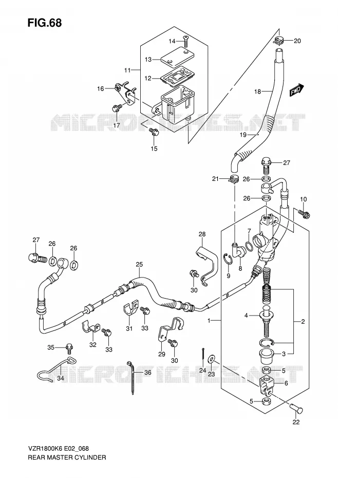 MAITRE CYLINDRE ARRIERE Suzuki MOTO 1800 INTRUDER 2008  VZR1800K8(E2)