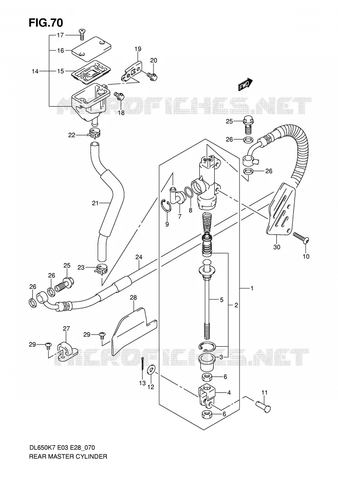 MAITRE CYLINDRE DE FREIN ARRIERE (DL650K7/K8/K9/L0) Suzuki MOTO 650 V-STROM 2009  DL650AK9(E3/E28)