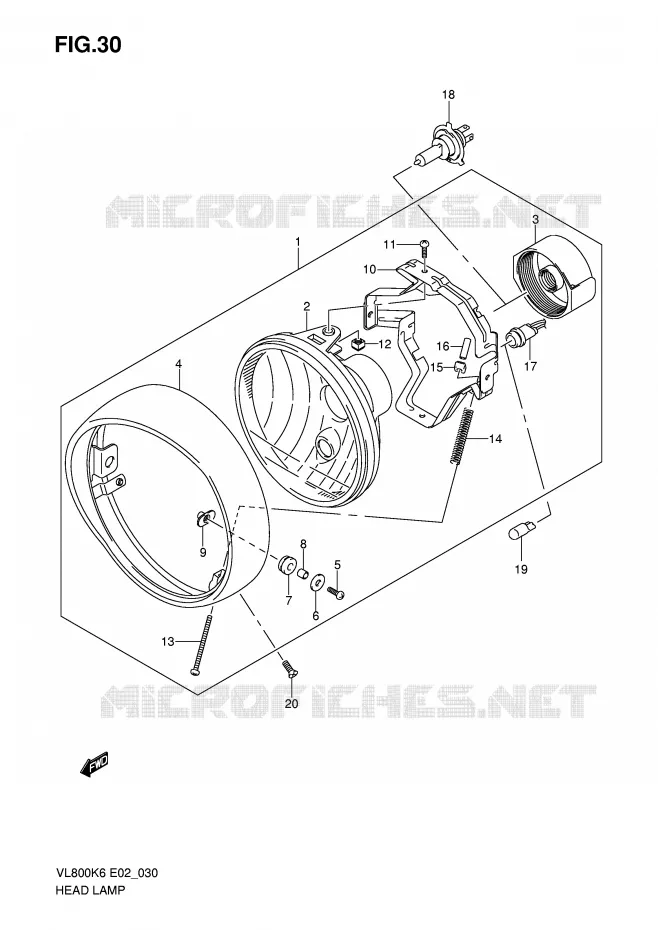 PHARE (E2/E19) Suzuki MOTO 800 VOLUSIA 2007  VL800CK7(E2)