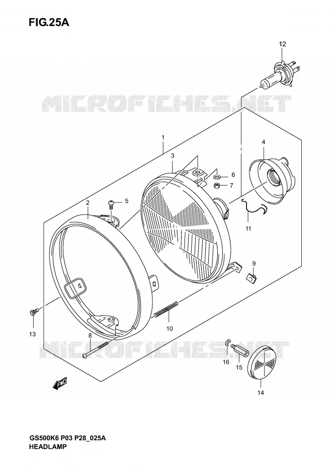 PHARE (GS500K4/K5/K6 P28) Suzuki MOTO 500 GS-E 2003  GS500K3(P3)