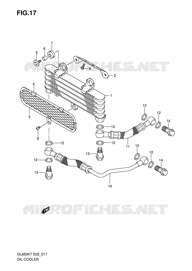 RADIATEUR D'HUILE Suzuki MOTO 650 V-STROM 2007  DL650K7(E2)