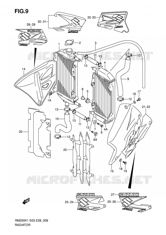 RADIATEUR Suzuki MOTO 250 RM 2005  RM250K5(E3/E28)