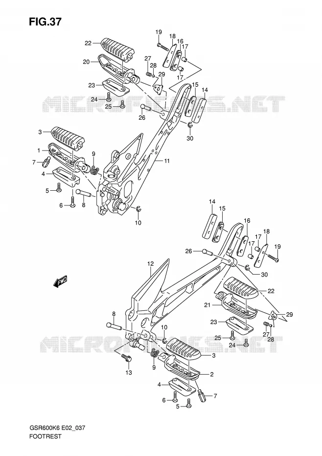 REPOSE PIED Suzuki MOTO 600 GSR 2010  GSR600L0(E2)