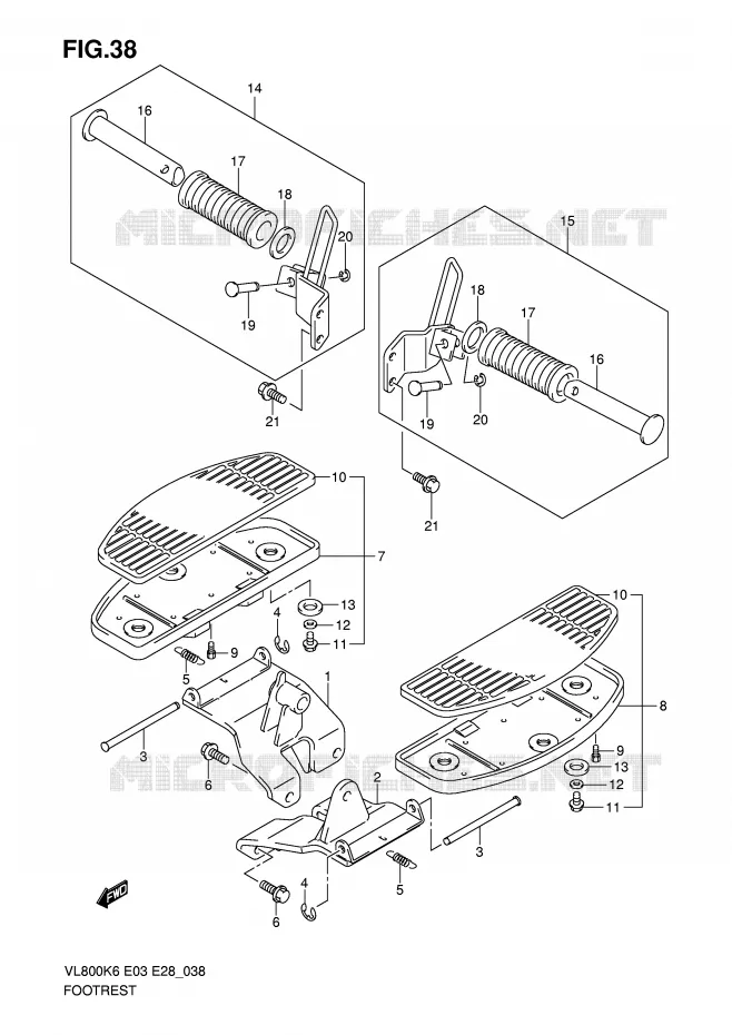 REPOSE PIEDS (MODEL K6/K7/K8) Suzuki MOTO 800 VOLUSIA 2009  VL800CK9(E3/E28)