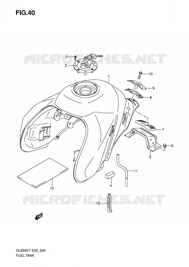 RESERVOIR D'ESSENCE (MODEL K7) Suzuki MOTO 650 V-STROM 2008  DL650AK8(E2)