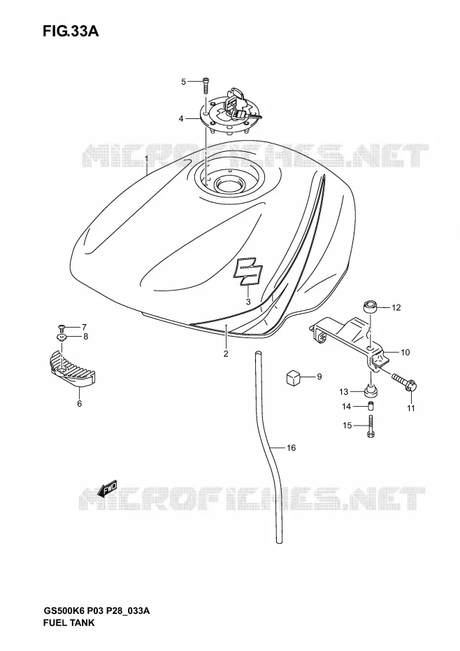 RESERVOIR D'ESSENCE (MODELE K4) Suzuki MOTO 500 GS-F 2004  GS500FK4(P3)