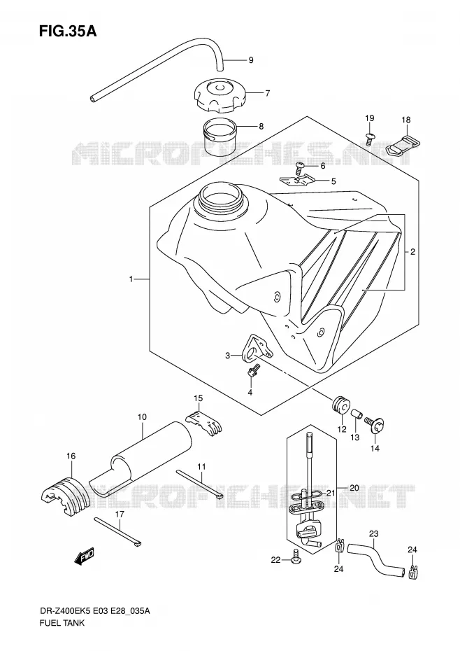 RESERVOIR D'ESSENCE (MODELE K6) Suzuki MOTO 400 DR-Z 2007  DR-Z400EK7(E3/E28)