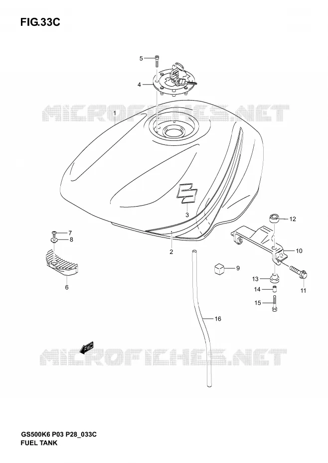 RESERVOIR D'ESSENCE (MODELE K6) Suzuki MOTO 500 GS-E 2003  GS500K3(P3)