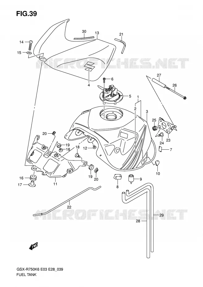 RESERVOIR D'ESSENCE (MODELE K6) Suzuki MOTO 750 GSX-R 2006  GSX-R750K6(E3/E28)
