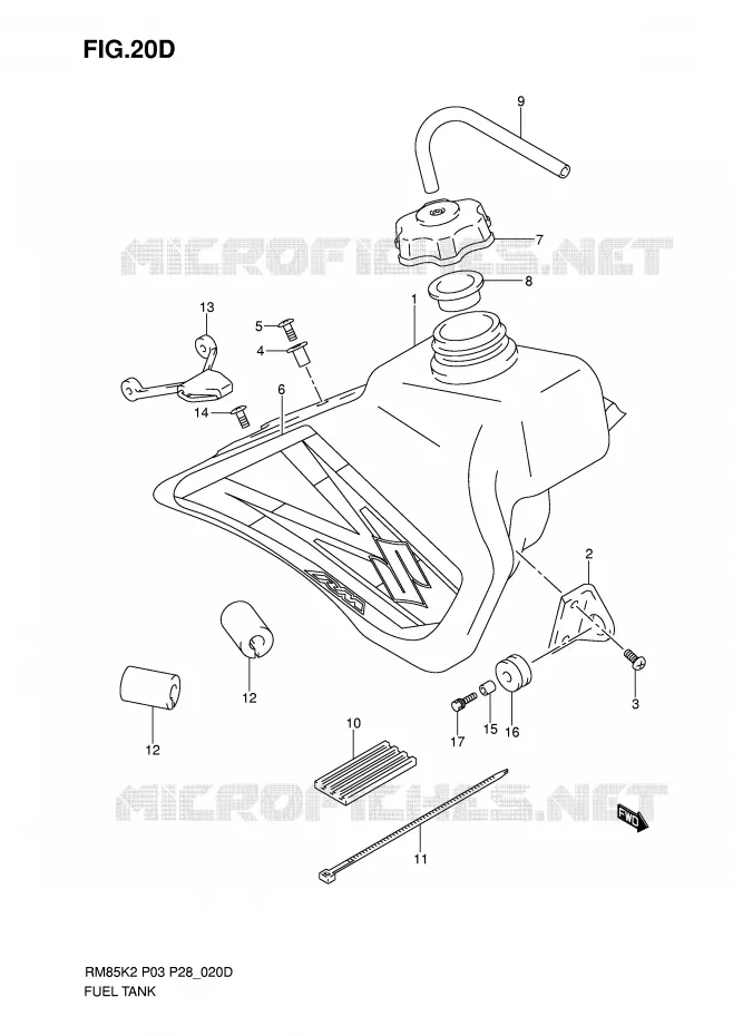 RESERVOIR D'ESSENCE (MODELE K6) Suzuki MOTO 85 RM 2006  RM85K6(P3/P28)