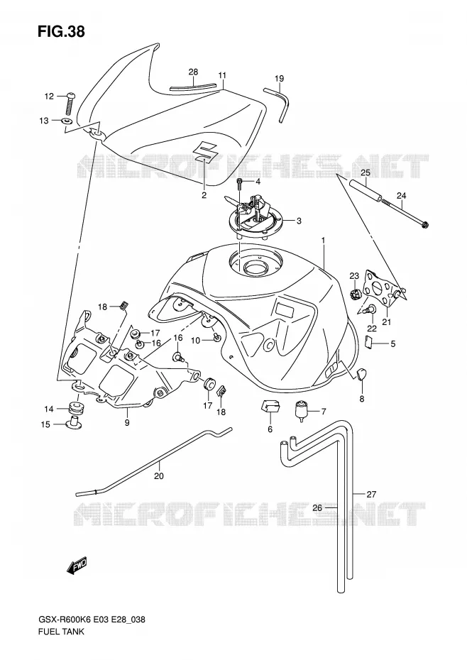 RESERVOIR D'ESSENCE Suzuki MOTO 600 GSX-R 2007  GSX-R600K7(E3/E28)