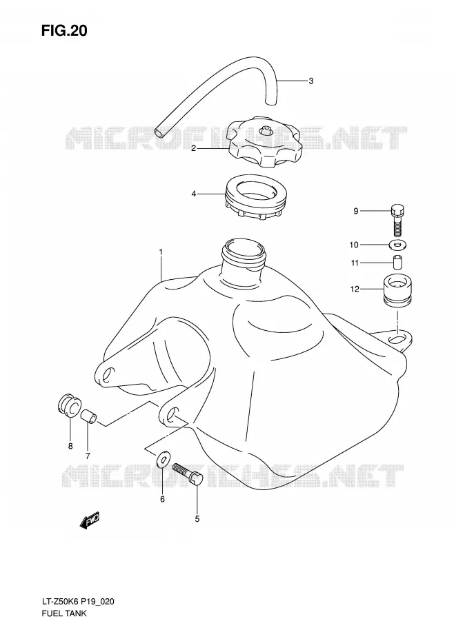 RESERVOIR D'ESSENCE Suzuki QUAD 50 QUADSPORT 2013  LT-Z50L0(P19)
