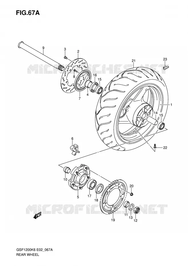 ROUE ARRIERE (GSF1200AK6/SAK6) Suzuki MOTO 1200 BANDIT-S 2006  GSF1200SK6(E2)