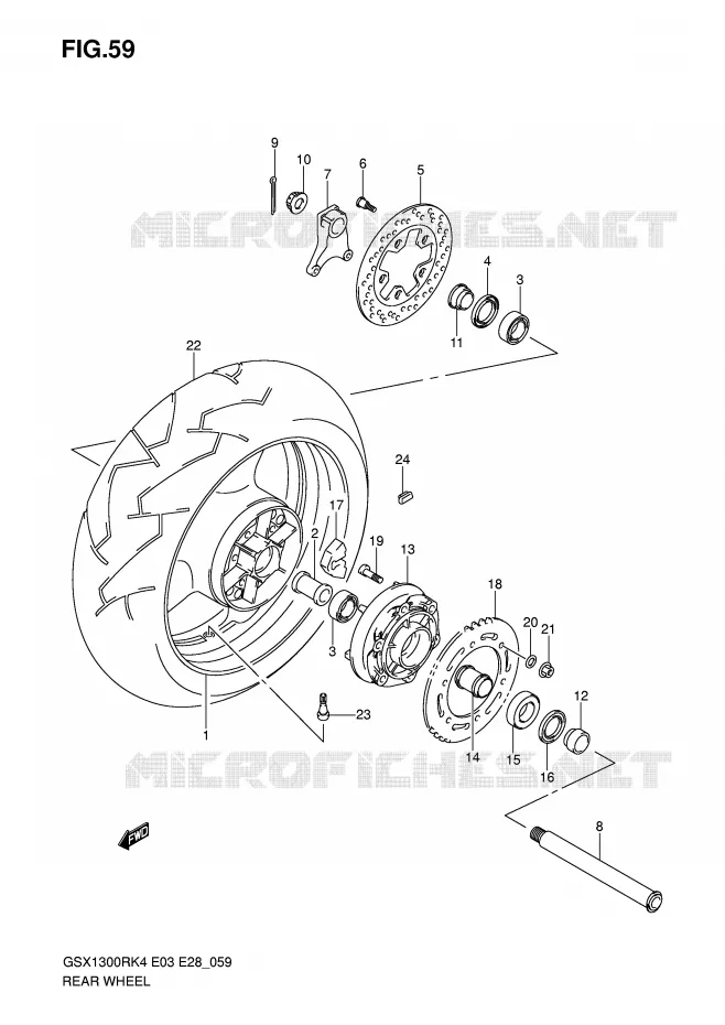 ROUE ARRIERE Suzuki MOTO 1300 HAYABUSA 2004  GSX1300RK4(E3/E28)