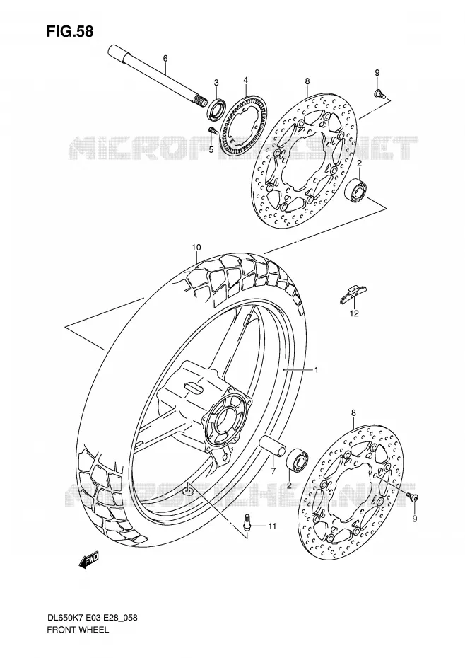 ROUE AVANT (DL650AK7/AK8/AK9/AL0) Suzuki MOTO 650 V-STROM 2008  DL650K8(E3/E28)