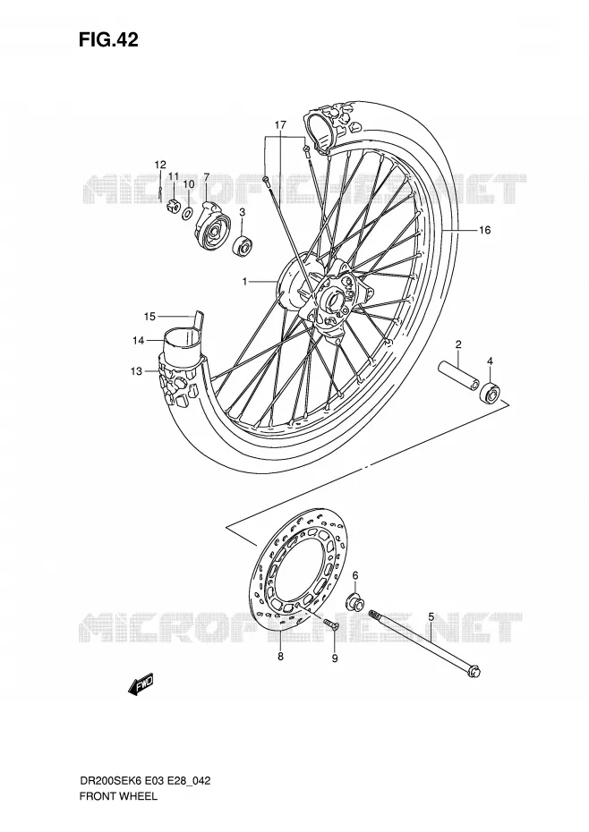 ROUE AVANT Suzuki MOTO 200 DR 2010  DR200SEL0(E3/E28)