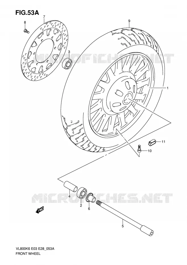 ROUE AVANT (VL800CK6/CK7/CK8/CK9/CL0) Suzuki MOTO 800 VOLUSIA 2010  VL800CL0(E3/E28)