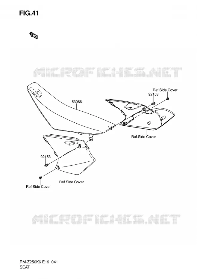 SELLE Suzuki MOTO 250 RM-Z 2006  RM-Z250K6(E19)