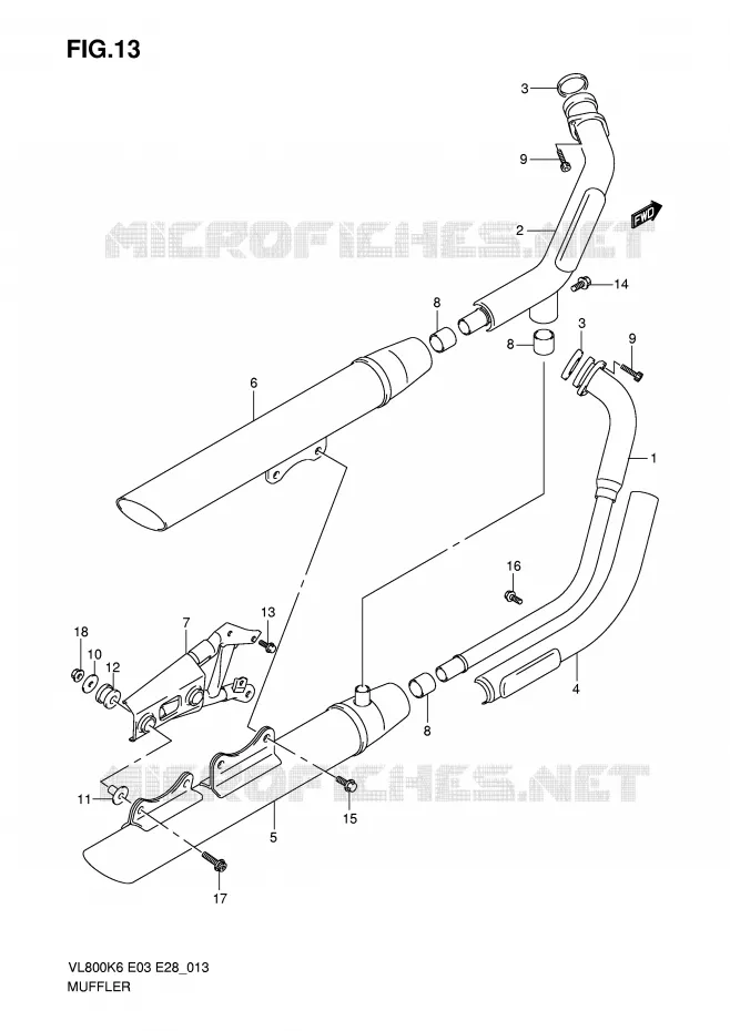 SILENCIEUX (MODEL K6/K7/K8) Suzuki MOTO 800 VOLUSIA 2007  VL800TK7(E3/E28)