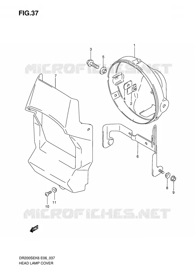 SUPPORT - CARENAGES DE PHARE Suzuki MOTO 200 DR 2010  DR200SEL0(E6)