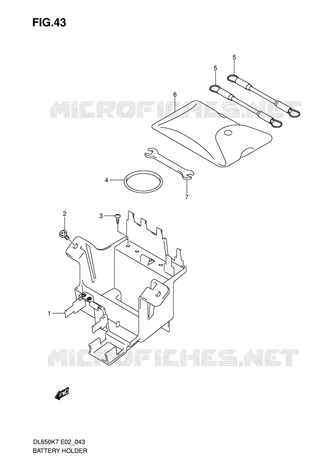 SUPPORT BATTERIE Suzuki MOTO 650 V-STROM 2008  DL650AU3K8(E2)