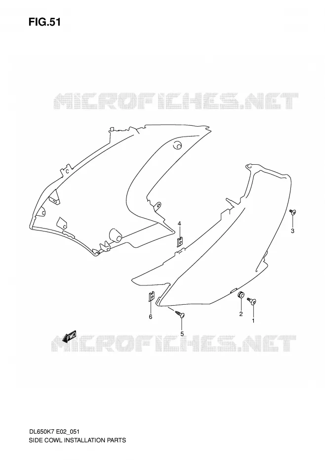 SUPPORTS / FIXATIONS CARENAGES Suzuki MOTO 650 V-STROM 2008  DL650U3K8(E2)