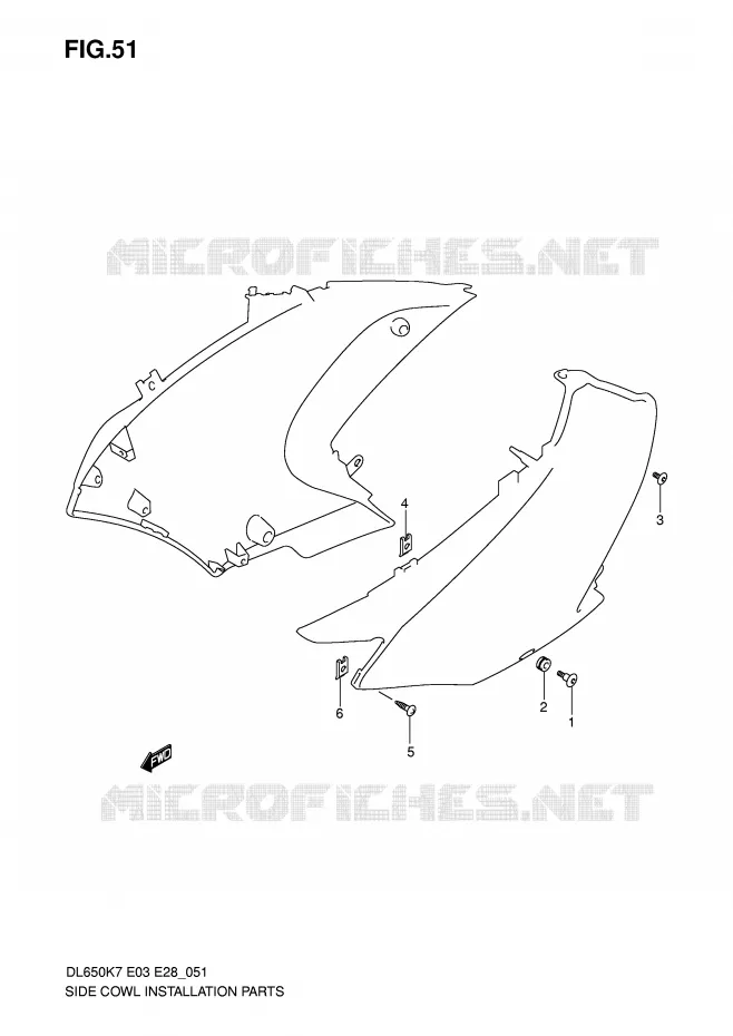 SUPPORTS / FIXATIONS CARENAGES Suzuki MOTO 650 V-STROM 2010  DL650AL0(E3/E28)