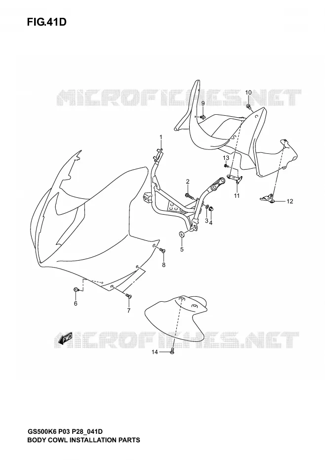ARAIGNEE AVANT  (GS500FK4/K5/K6) Suzuki MOTO 500 GS-E 2003  GS500K3(P3)