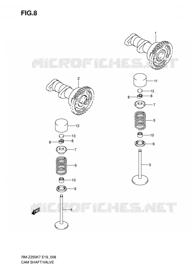 ARBRE A CAMES - SOUPAPES Suzuki MOTO 250 RM-Z 2009  RM-Z250K9(E19)
