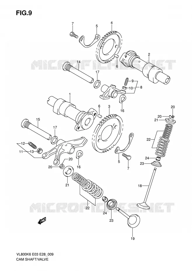 ARBRE A CAMES - SOUPAPES Suzuki MOTO 800 VOLUSIA 2007  VL800TK7(E3/E28)