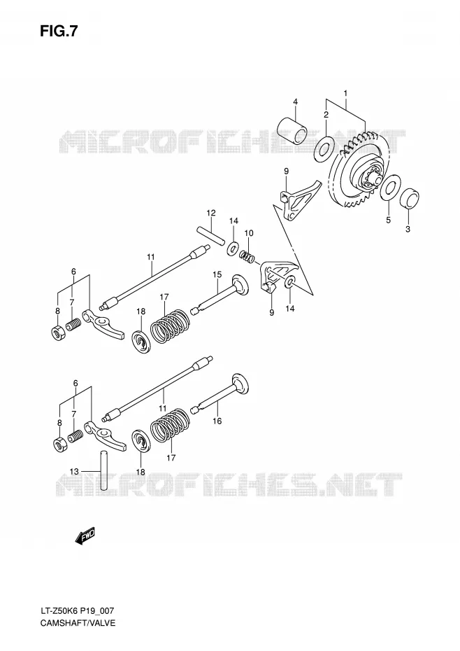 ARBRE A CAMES - SOUPAPES Suzuki QUAD 50 QUADSPORT 2008  LT-Z50K8(P19)