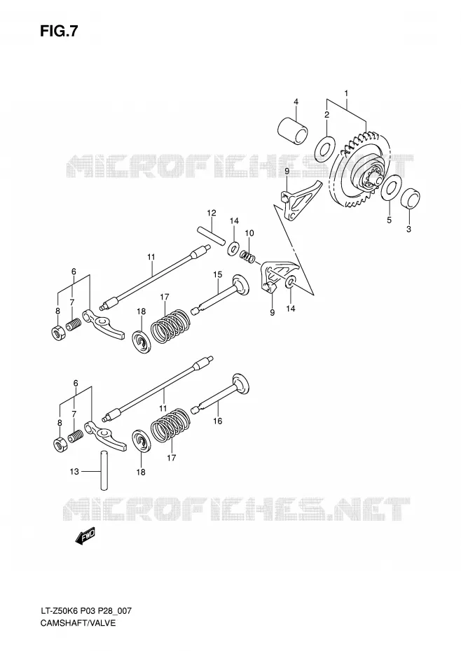 ARBRE A CAMES - SOUPAPES Suzuki QUAD 50 QUADSPORT 2008  LT-Z50K8(P3/P28)