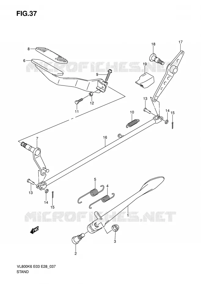 BEQUILLE - PEDALE DE FREIN ARRIERE Suzuki MOTO 800 VOLUSIA 2008  VL800K8(E3/E28)
