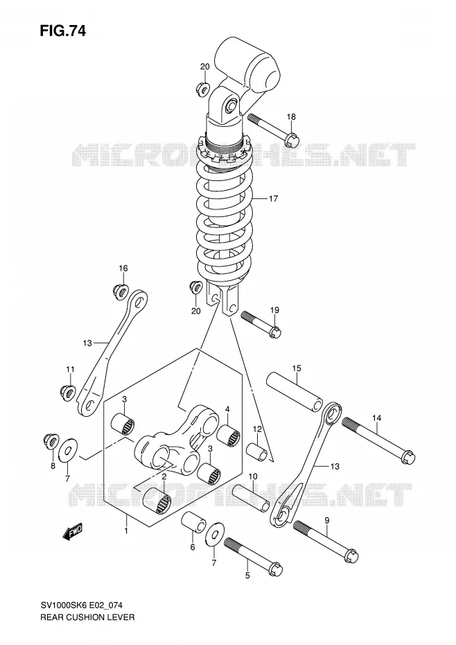 BIELLETTE DE SUSPENSION ARRIERE Suzuki MOTO 1000 SV 2007  SV1000K7(E2)