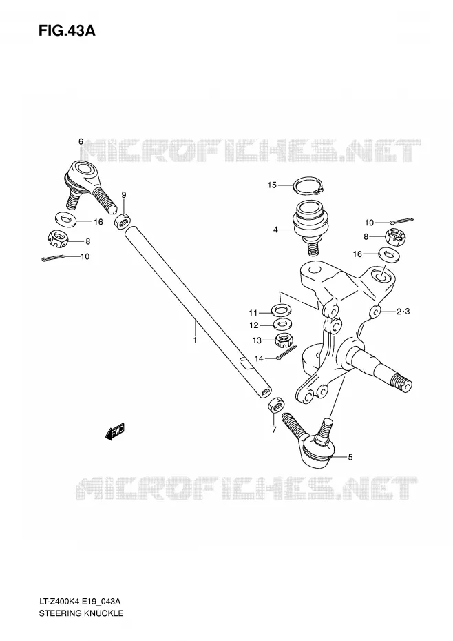 BIELLETTES DE DIRECTION - MOYEU (MODEL K5/K6/K7) Suzuki QUAD 400 QUADSPORT 2004  LT-Z400K4(E19)