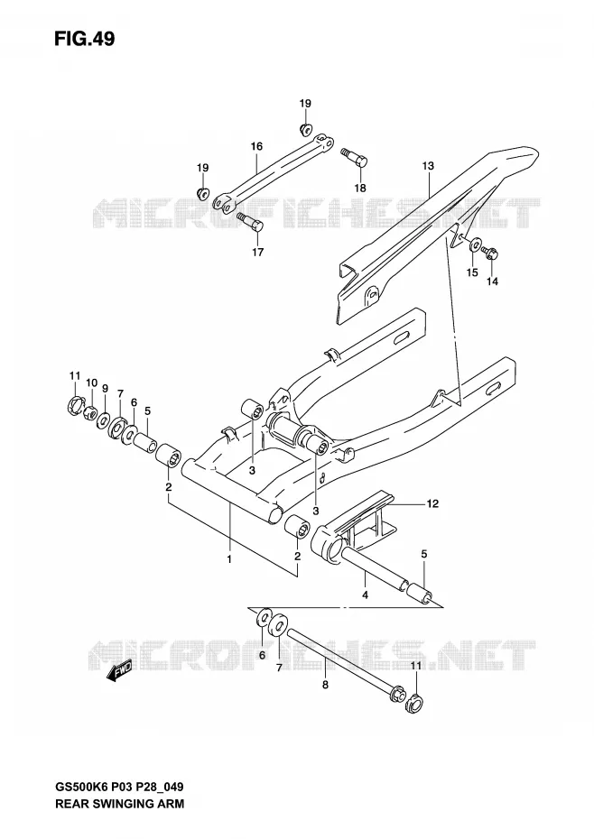 BRAS OSCILLANT ARRIERE (MODELE K3) Suzuki MOTO 500 GS-F 2004  GS500FK4(P3)