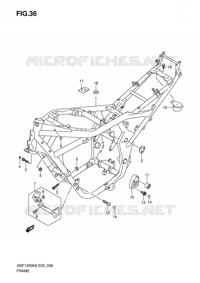 CADRE Suzuki MOTO 1200 BANDIT 2006  GSF1200AK6(E2)