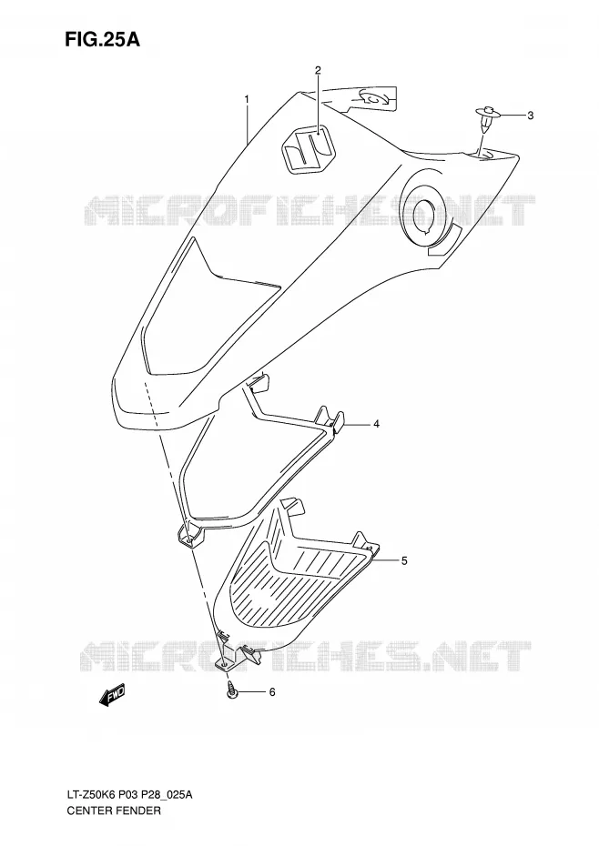 CARENAGE CENTRAL (MODEL K7/K8/K9) Suzuki QUAD 50 QUADSPORT 2009  LT-Z50ZK9(P3/P28)